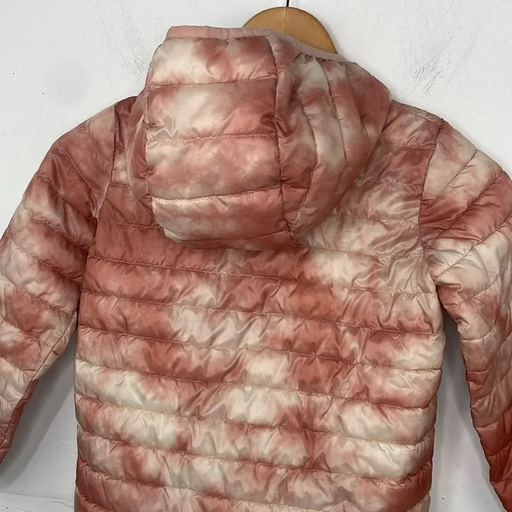 Gap Kids 100% Recycled Polyester Cold Control Puffer Jacket Pink Tie Dye size XS